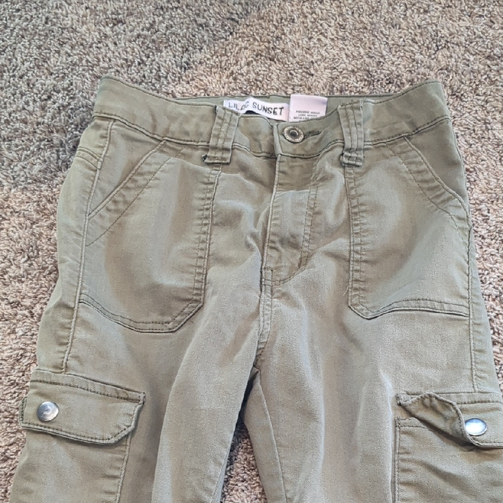 Girls' Olive Cargo Pants - Kids Casual Bottoms